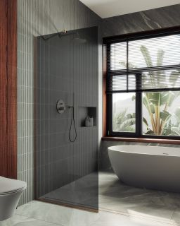 Душевая перегородка MaybahGlass  MGD-698-2у 79см бронза